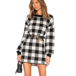 LPA Floyd Sweater Dress in Black & Ivory check